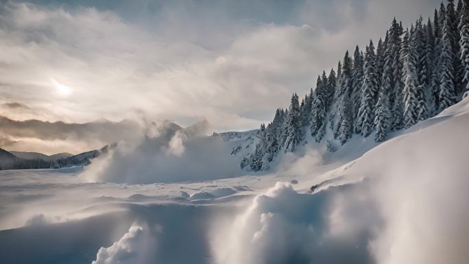 雪山崩塌雪崩雪暴雪山4k视频素材