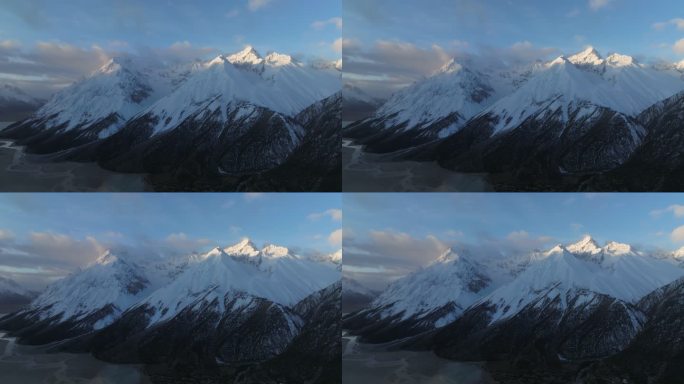西藏昌都然乌湖来古雪山冰湖高空航拍