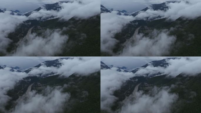 西藏林芝莲花圣地墨脱热带雨林云雾高空航拍