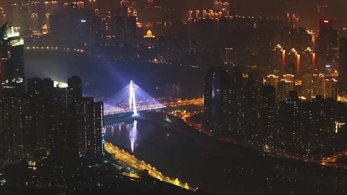 武汉过年 大年三十 12点 夜景航拍