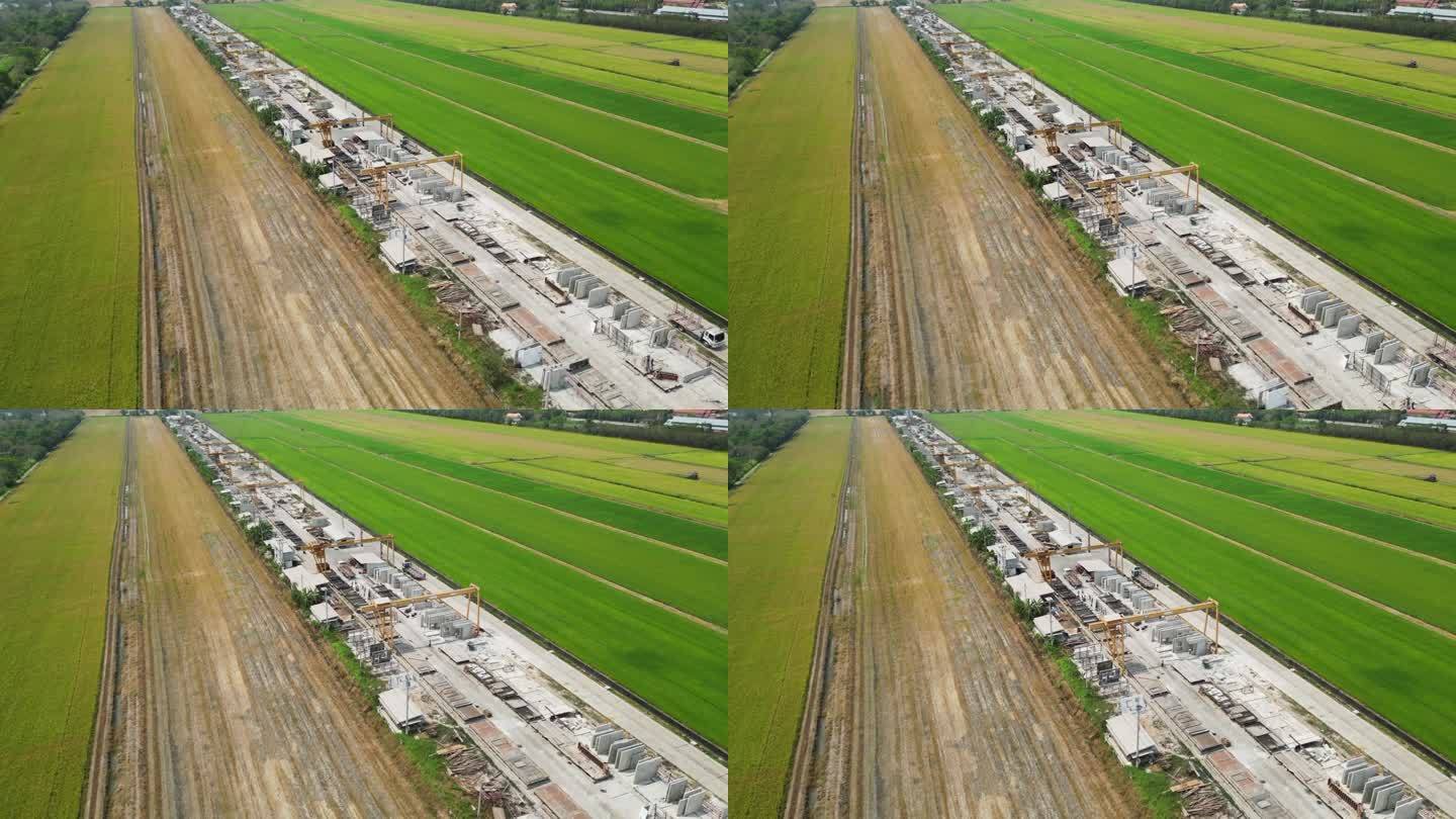 从无人机上拍摄的用于施工的预制水泥厂的航拍视频