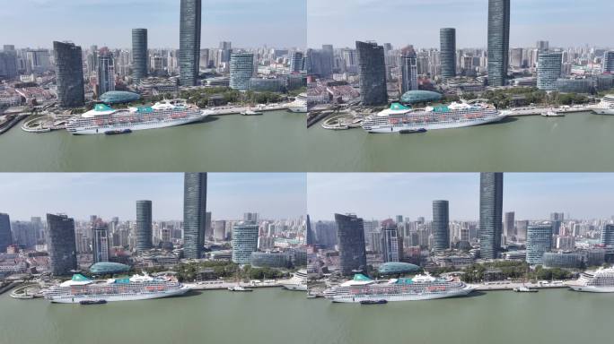 上海北外滩邮轮码头三船同靠