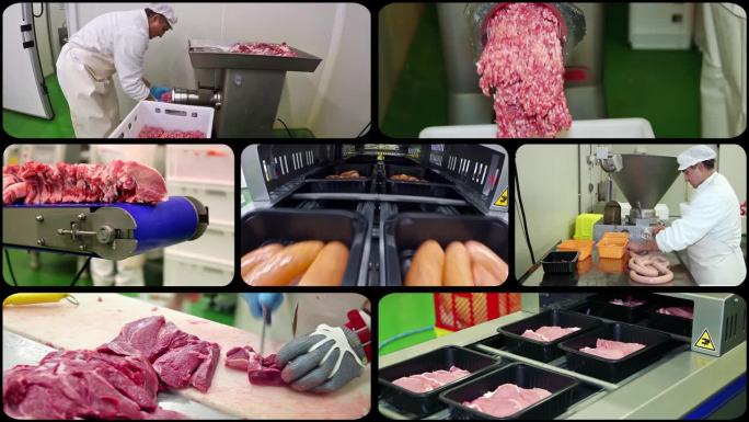 肉类加工业-多屏幕视频