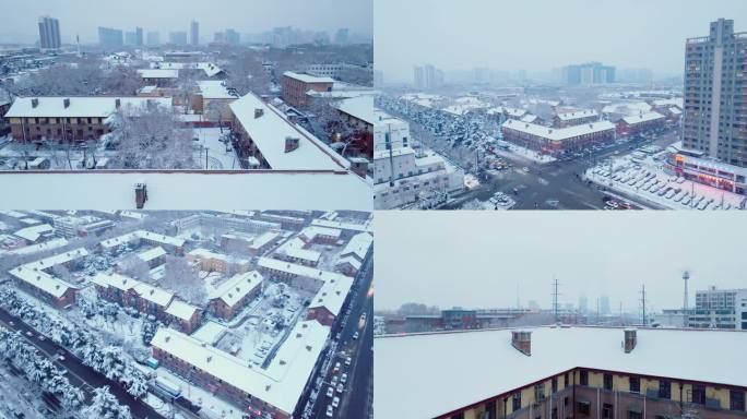 工厂雪景 城市雪景 4K