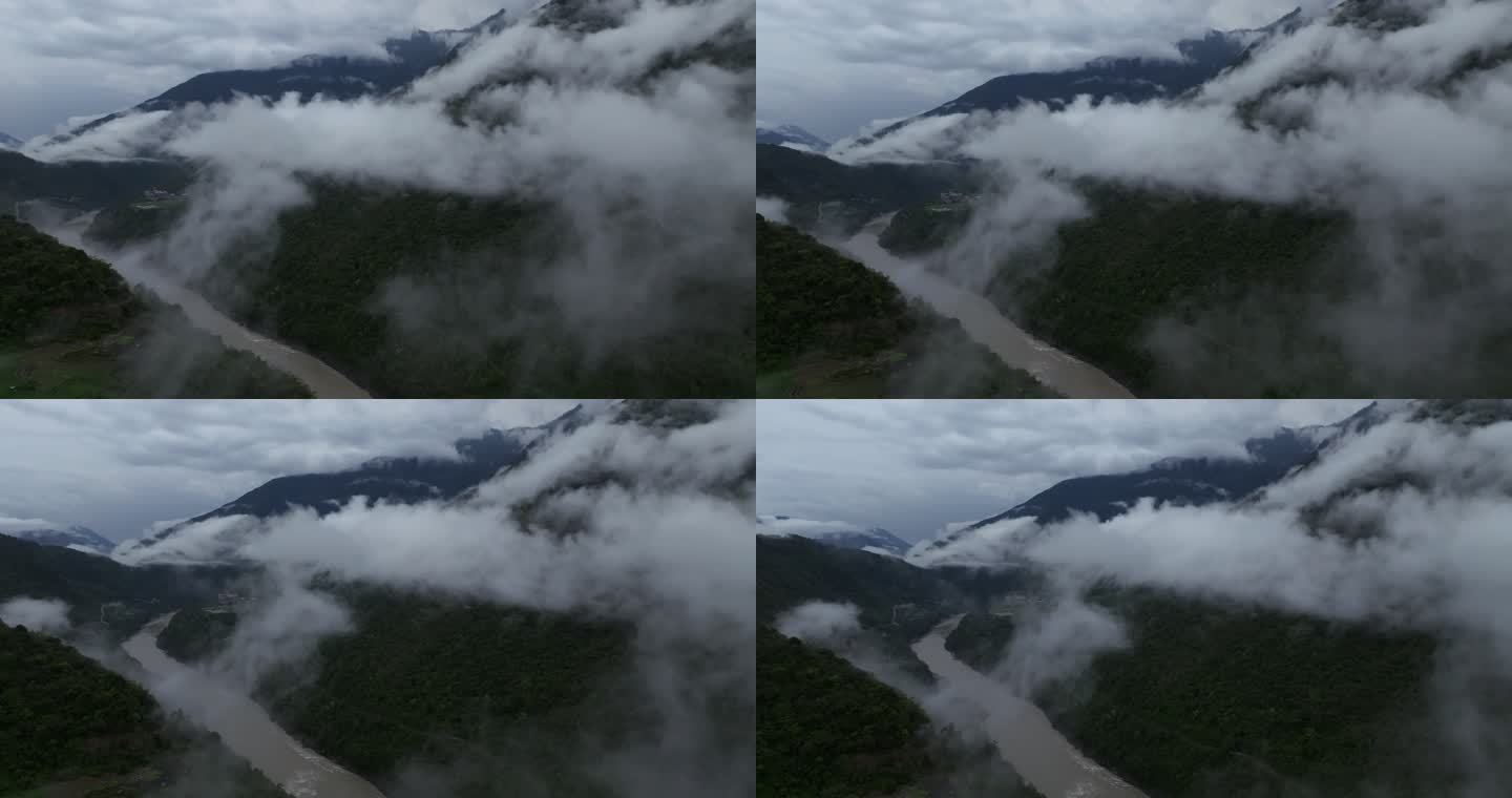 西藏林芝莲花圣地墨脱热带雨林云雾高空航拍