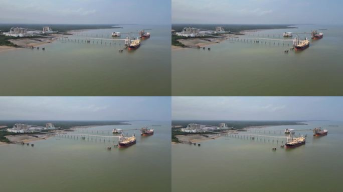 亚马逊地区一个私人港口的无人机航拍画面