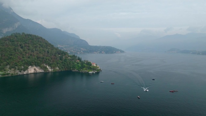 科莫湖全景与Villa del Balbianello