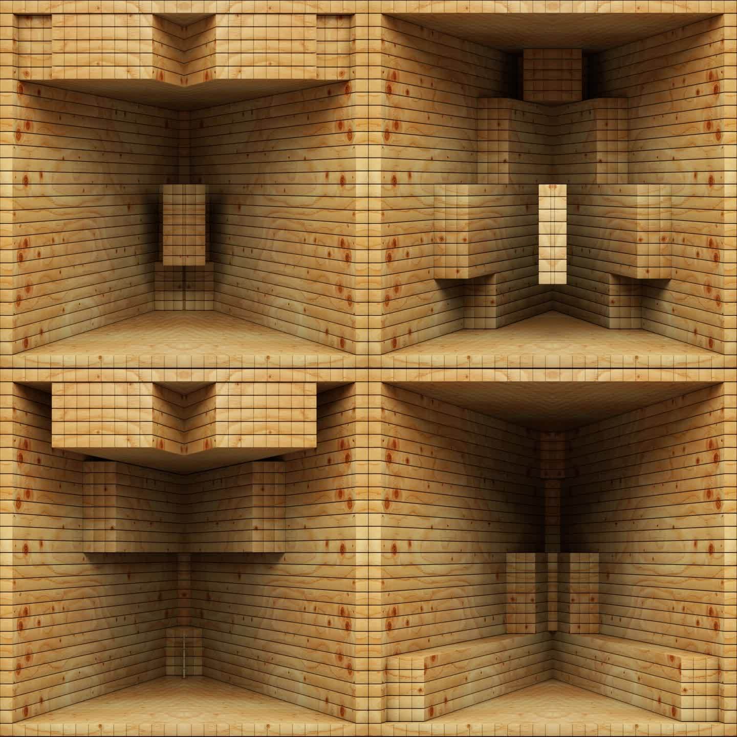 【裸眼3D】木方原木空间自然几何立体结构