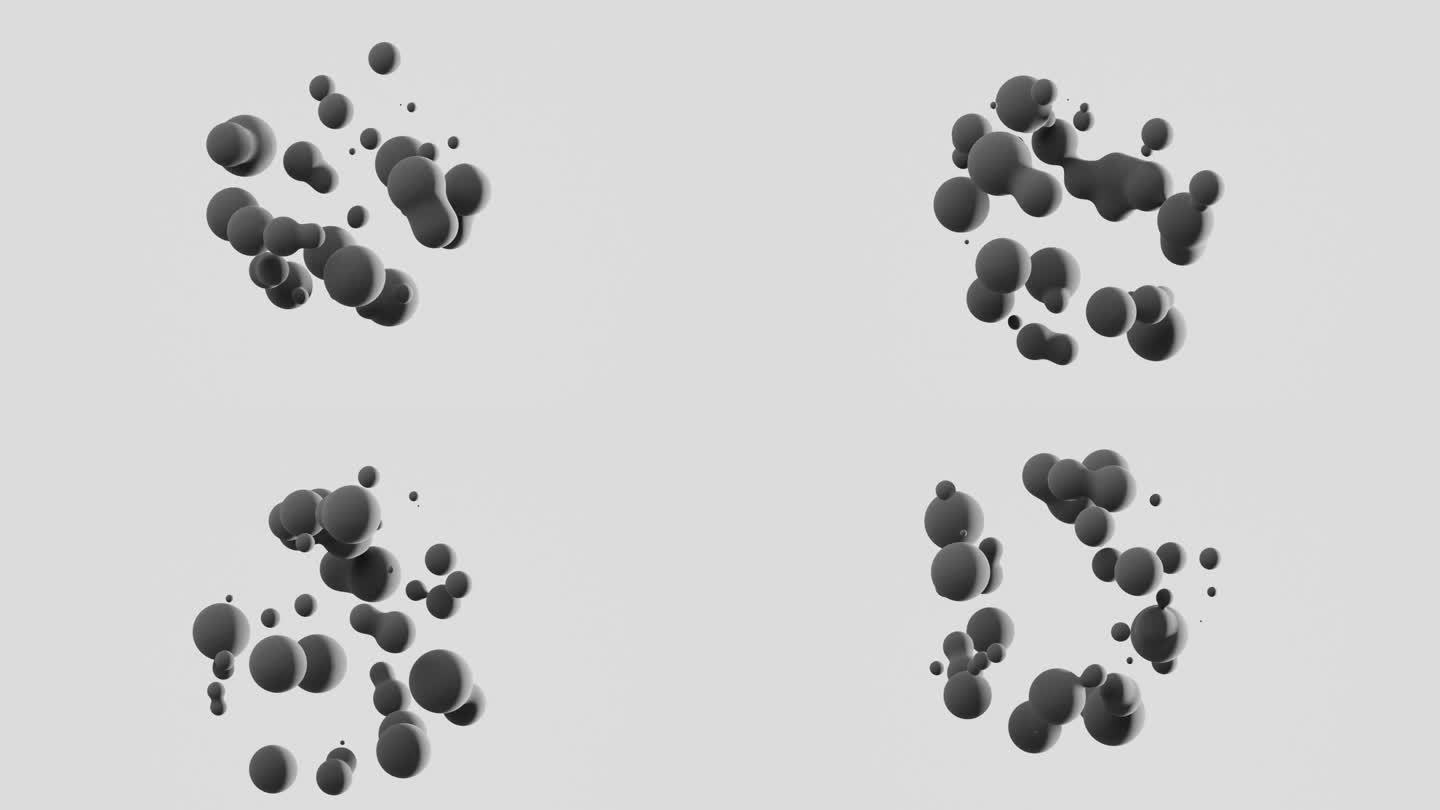 满足元球浮动液滴几何黑色和白色形状的三维循环。