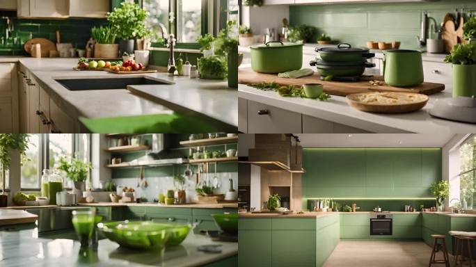绿色调的厨房 绿意厨房：家的温馨