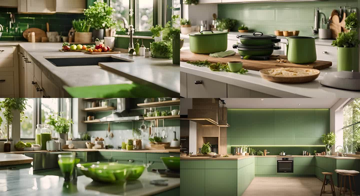 绿色调的厨房 绿意厨房：家的温馨