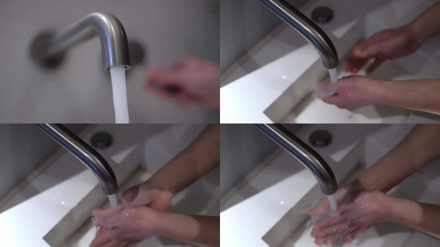 打开水龙头洗手