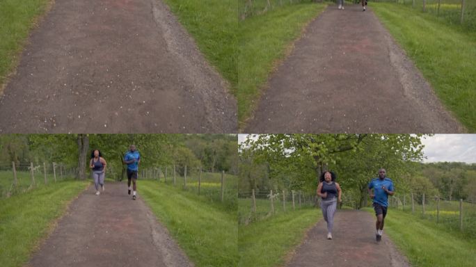 跑0-5K的朋友郊外跑步训练森林的土路