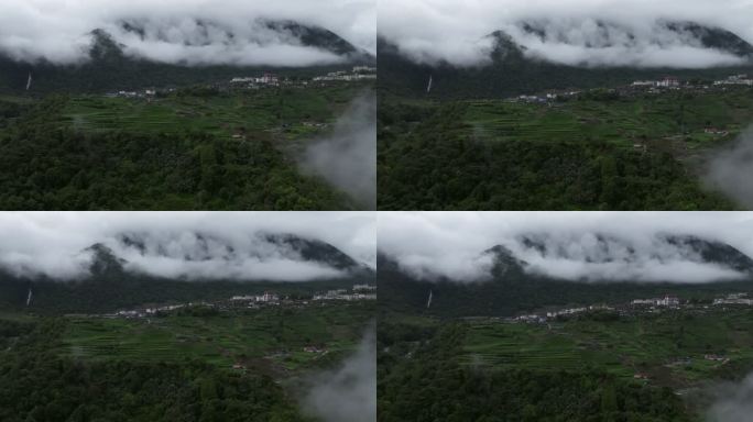 西藏林芝莲花圣地墨脱热带雨林云雾高空航拍