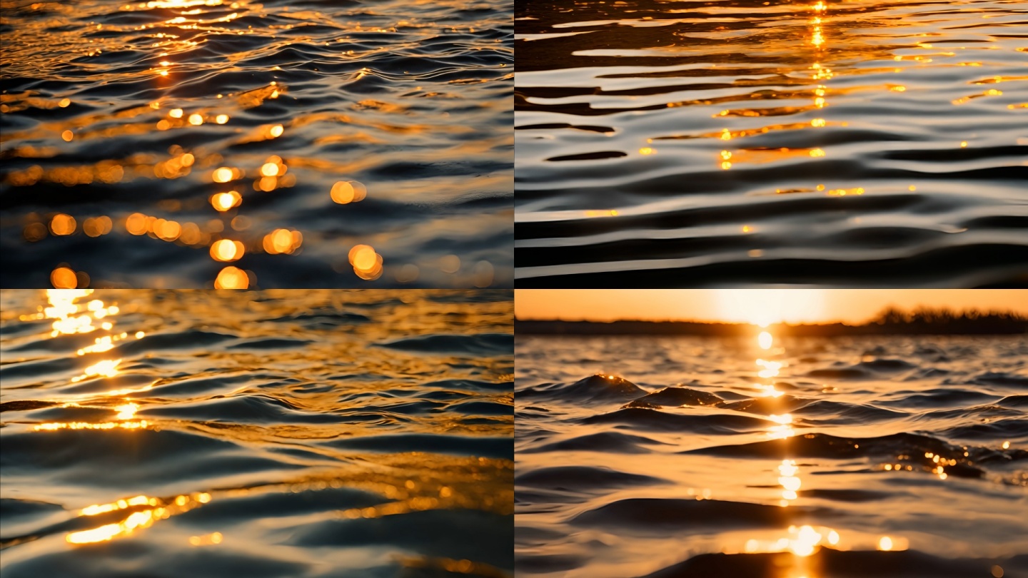 夕阳下波光粼粼的水面 4K