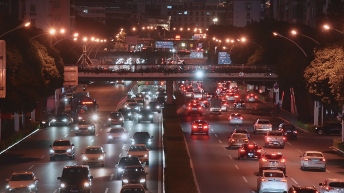 城市夜景-晚高峰车水马龙