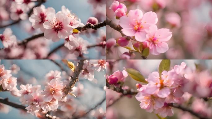 春季桃花粉色视频素材合集