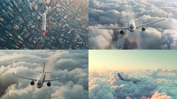 飞机 城市云层