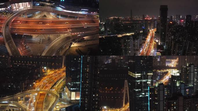 武汉高级夜景  城市航拍 夜晚 灯火璀璨