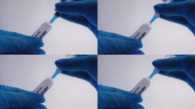 流行病爆发时医护人员注射疫苗的特写镜头