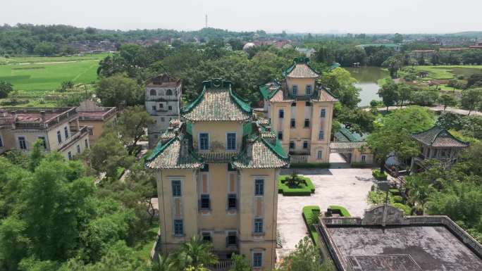 航拍广东开平塘口镇立园景区