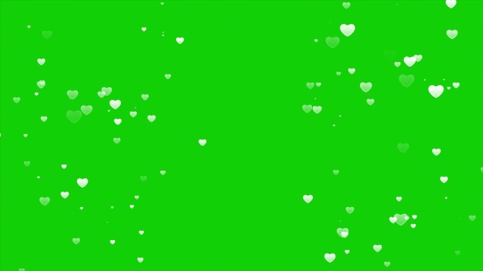 浪漫的背景与动画的心在右边和左边，中间左边空绿屏幕循环背景