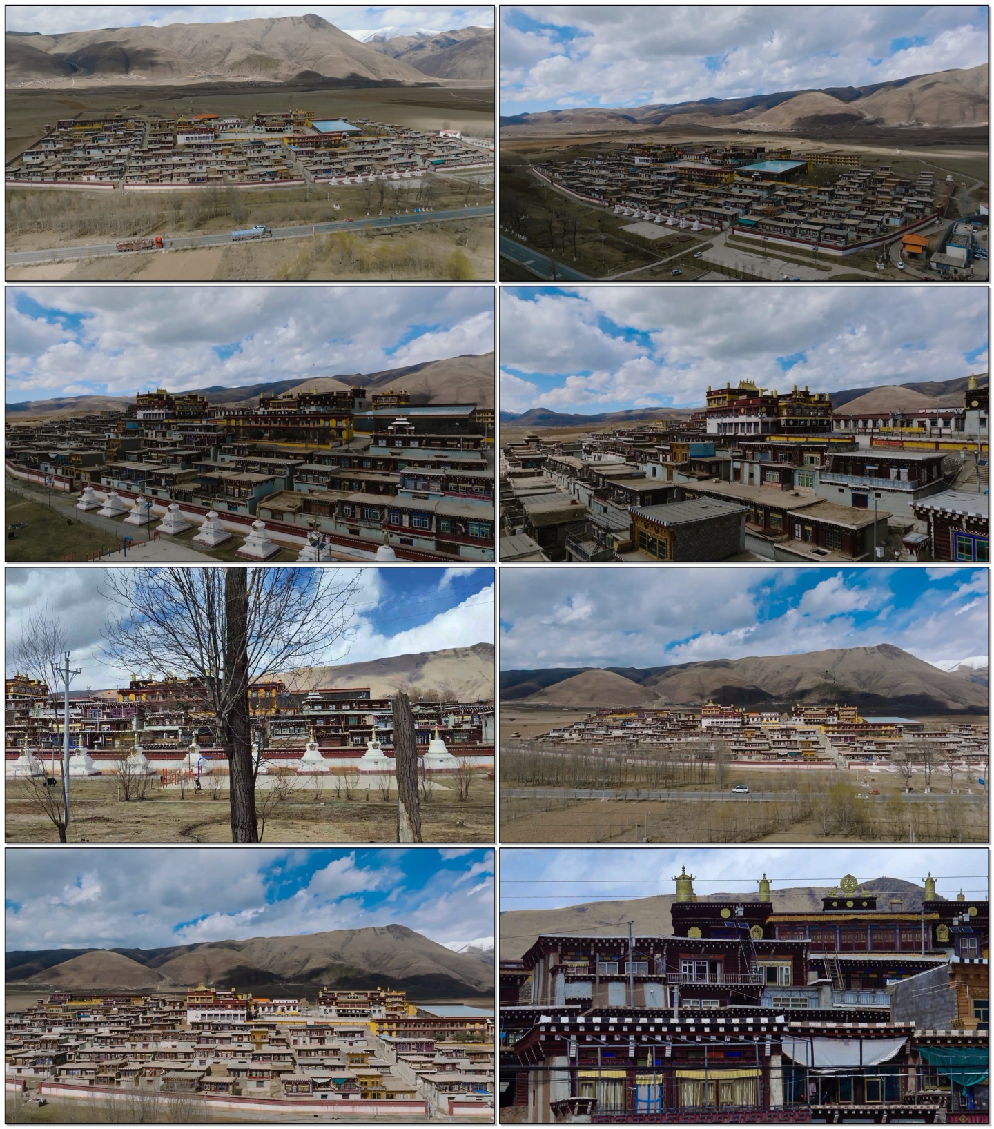 航拍藏式民居高原