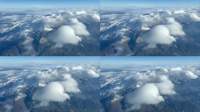 内华达山脉，格拉纳达，西班牙。在一个阳光明媚的冬季早晨，从海拔5000米的山脉以南飞行的飞机上拍摄的