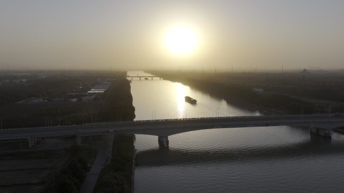 上海市青浦区练塘镇太浦河沿岸航拍灰片