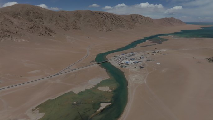 西藏阿里羌塘无人区色林措高空航拍