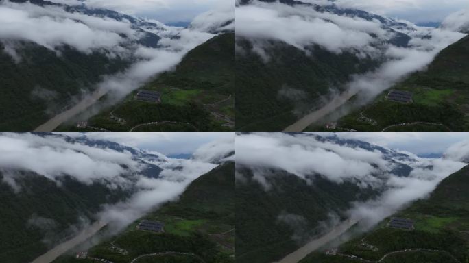 西藏林芝莲花圣地墨脱热带雨林云雾高空航拍