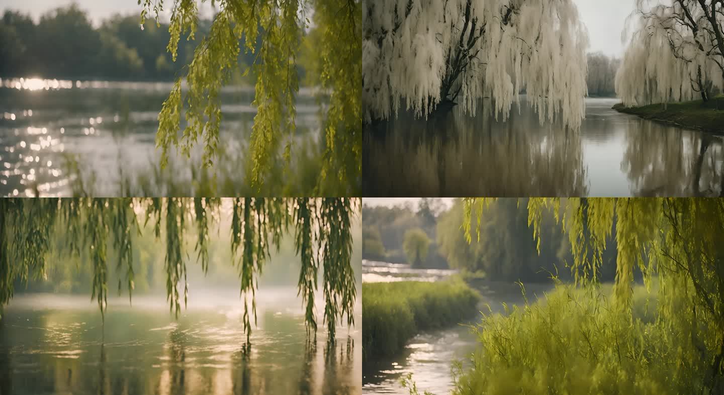 河畔垂柳：自然之美
