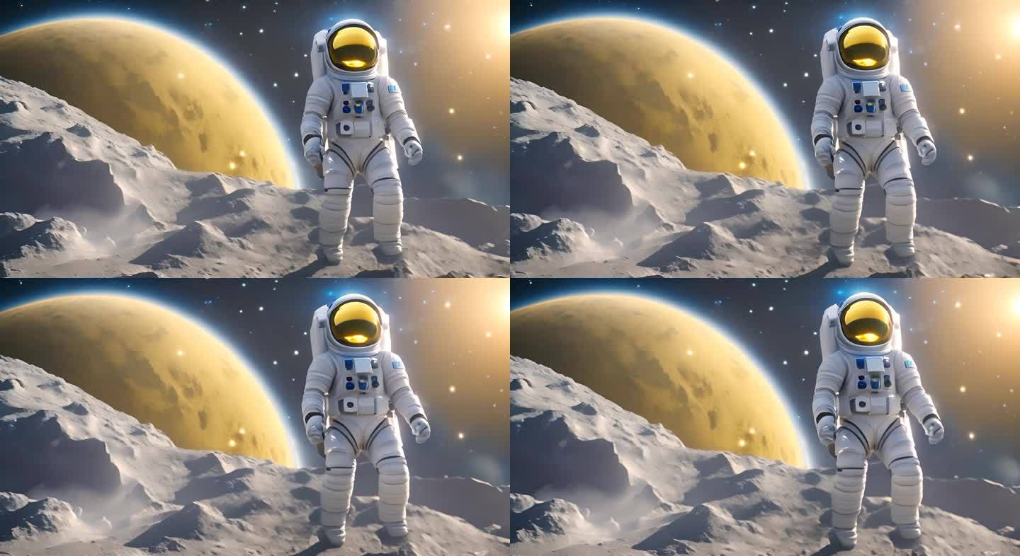 漫步在月球星空的宇航员