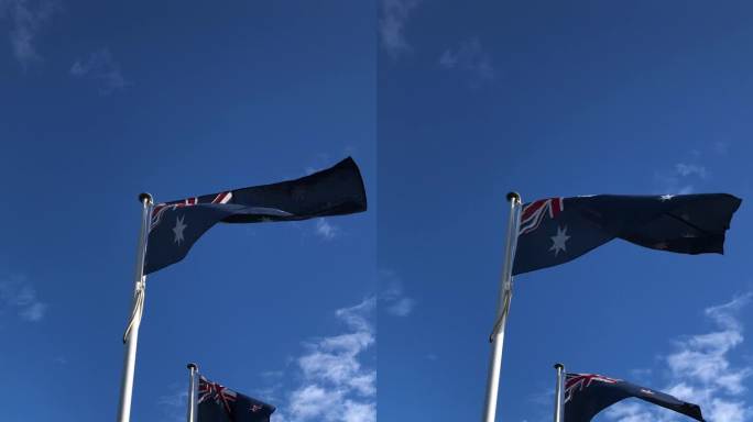 澳大利亚、新西兰、英国、美国、西方盟国、大英帝国现在和以前的殖民地的竖旗。