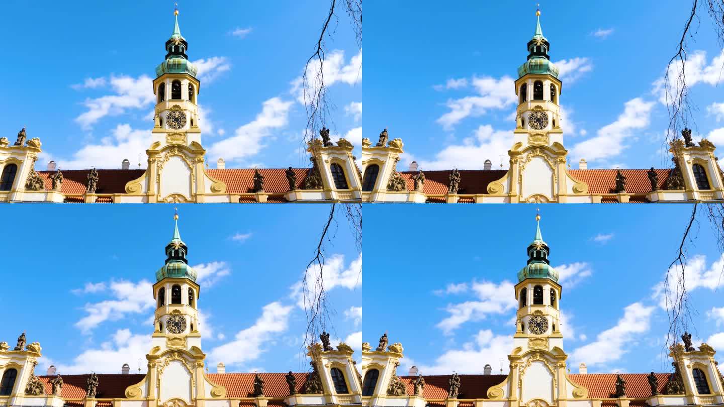 捷克布拉格洛丽塔修道院美丽的钟楼