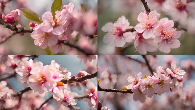 春季桃花粉色视频素材合集