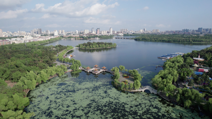 长春南湖公园夏季航拍