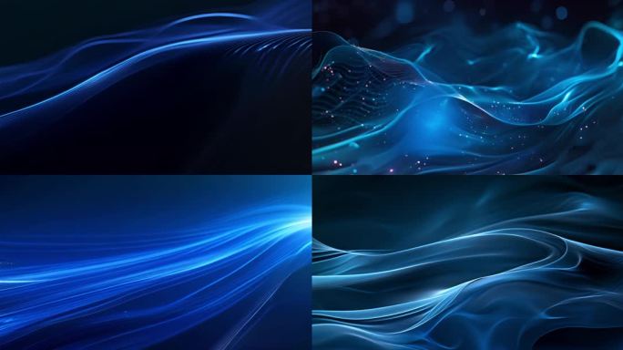 蓝色科技光线背景，动态流体广告三维动画
