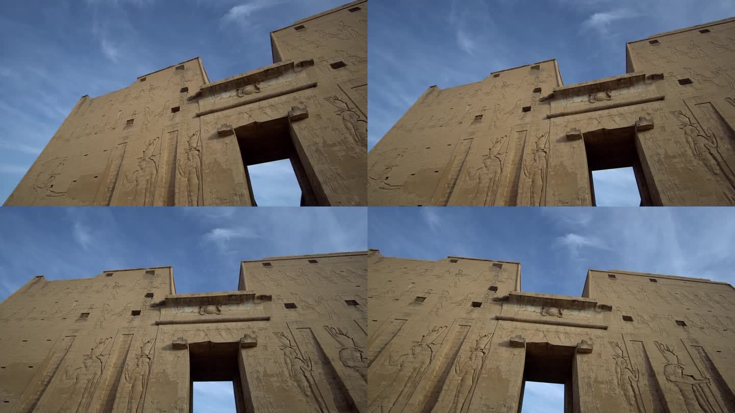 埃德福神庙荷鲁斯神庙埃及文明非洲地标入口4k