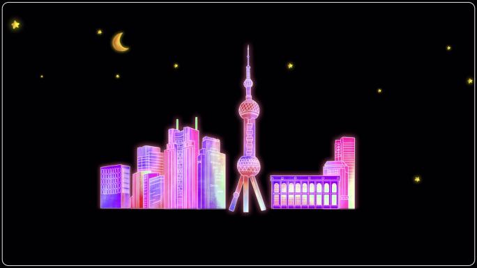 【AE工程/mov】夜晚城市大上海动画
