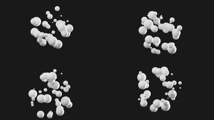 满足元球浮动液滴几何黑色和白色形状的三维循环。
