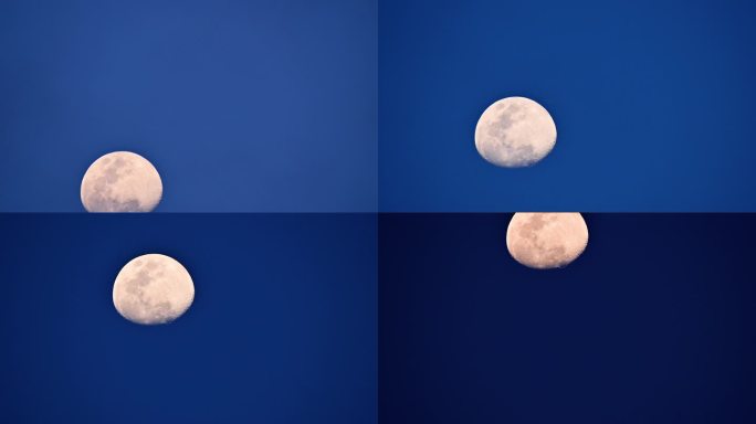 蓝调时刻缓慢升起的月亮