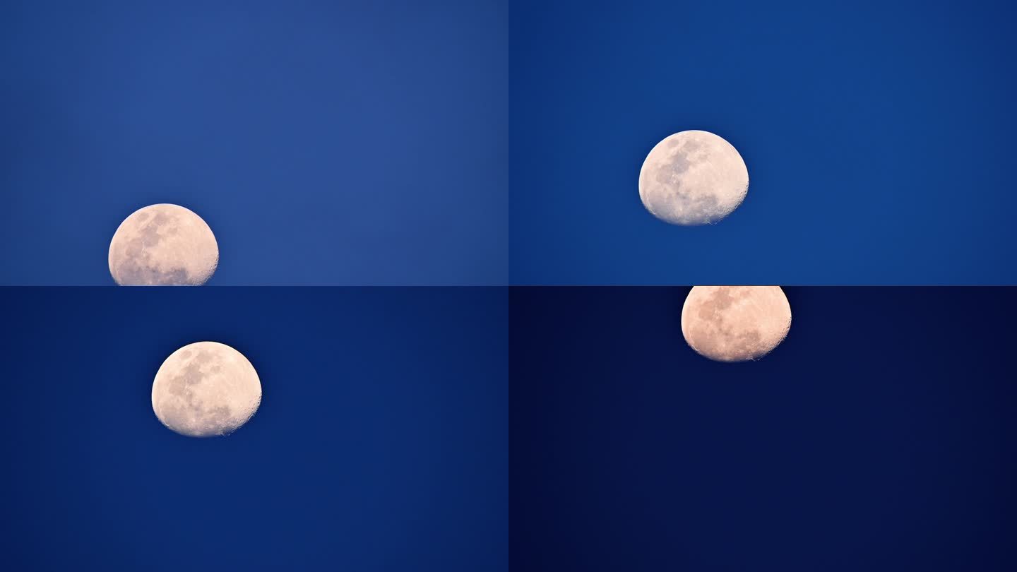 蓝调时刻缓慢升起的月亮