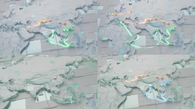 明亮浅色科技一带一路丝绸之路世界地图