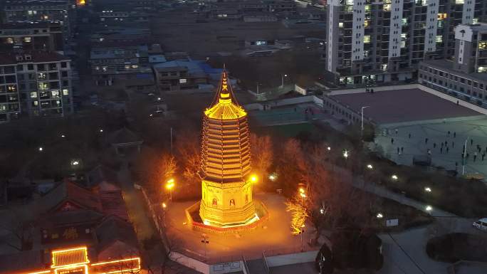 大连市瓦房店复州城永丰塔永丰寺航拍镜头