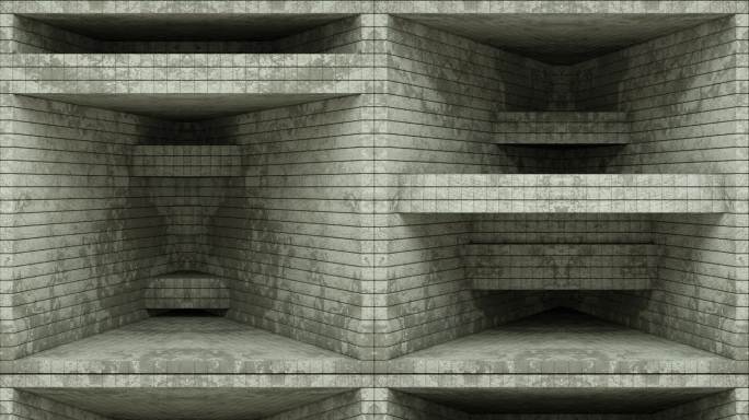 【裸眼3D】工业建筑墙体水泥方块矩阵空间