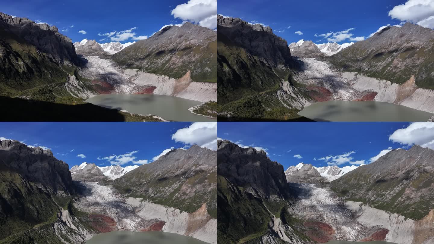 西藏那曲地区布加雪山冰川冰湖高空航拍