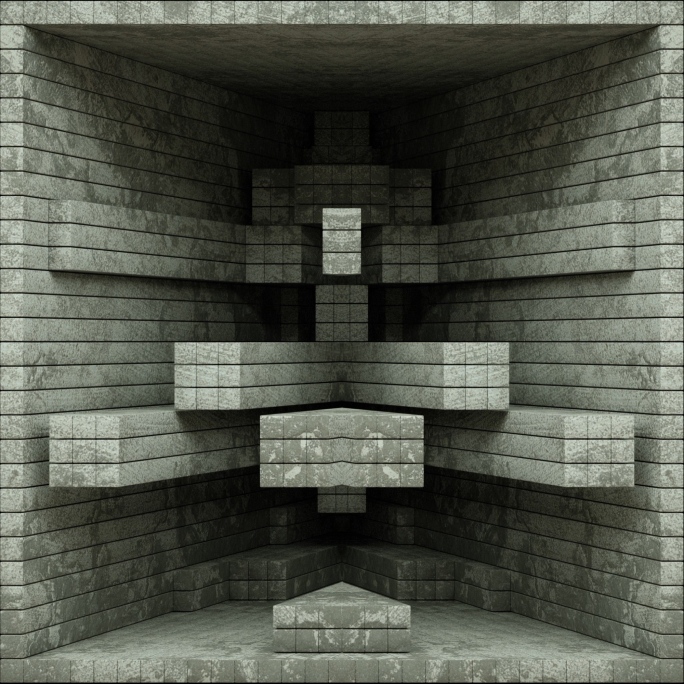 【裸眼3D】工业风格墙体水泥方块矩阵空间