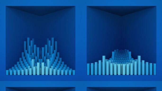 【裸眼3D】海蓝渐变条形方形折角概念空间