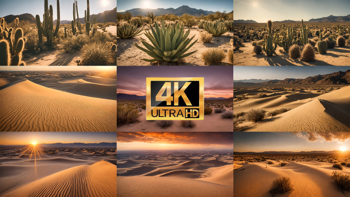 【4K】沙漠戈壁日出风光延时荒漠无人区